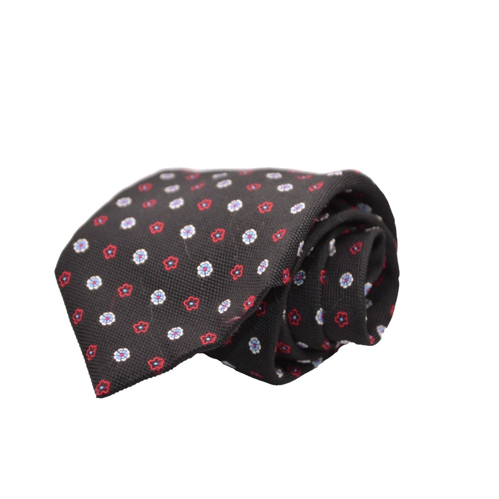 Brooks Brothers Makers Black Blue Red Geometric Tie 100% Silk